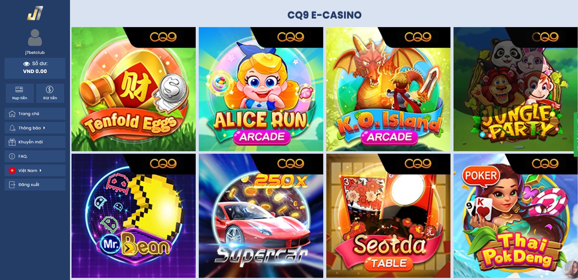 sòng bạc e game casino